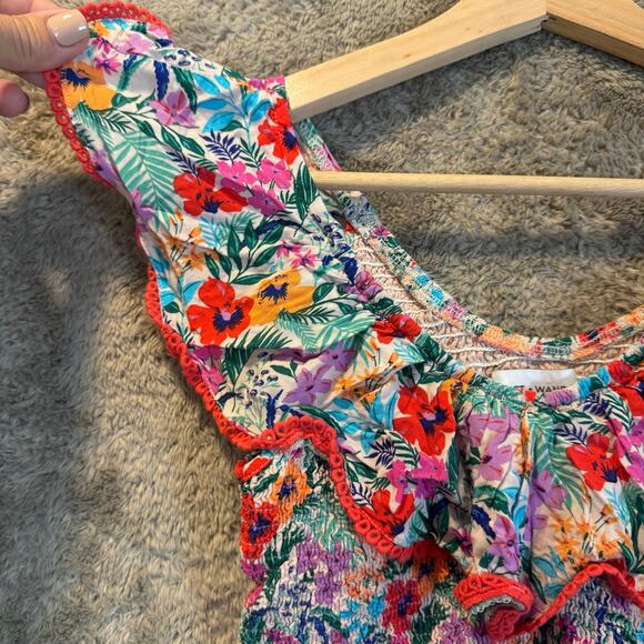 Lost + Wander Floral Smocked Off Shoulder All Summer Long Ruffle Top M Medium - Picture 6 of 11